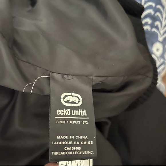 Ecko Puffer Hooded Oversized Black Jacket Medium - Picture 7 of 10